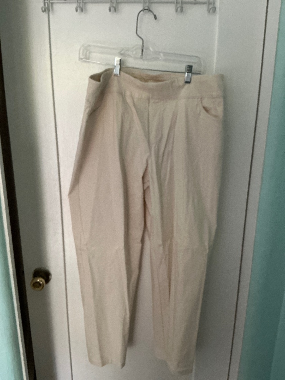 National Stretch Cream Pull-On Pants Size 16W | Classic Straight Leg Slacks